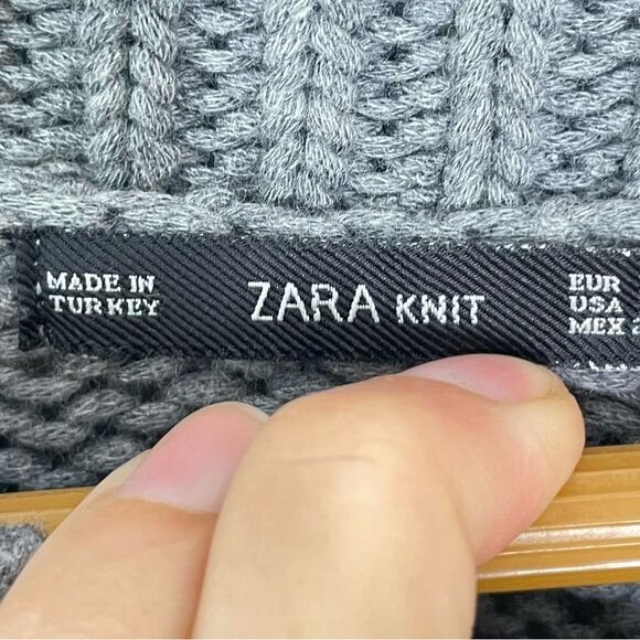 ZARA KNIT Cotton Icelandic Skandinavian Fair Isle Sweater Gray Yellow M #AP - Picture 3 of 7
